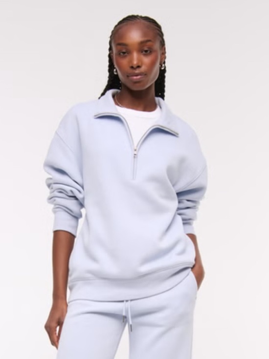 Abercrombie & Fitch Sweaters - Abercrombie & Fitch Sunday Half Zip Sweatshirt Women’s M Sky Blue Pullover